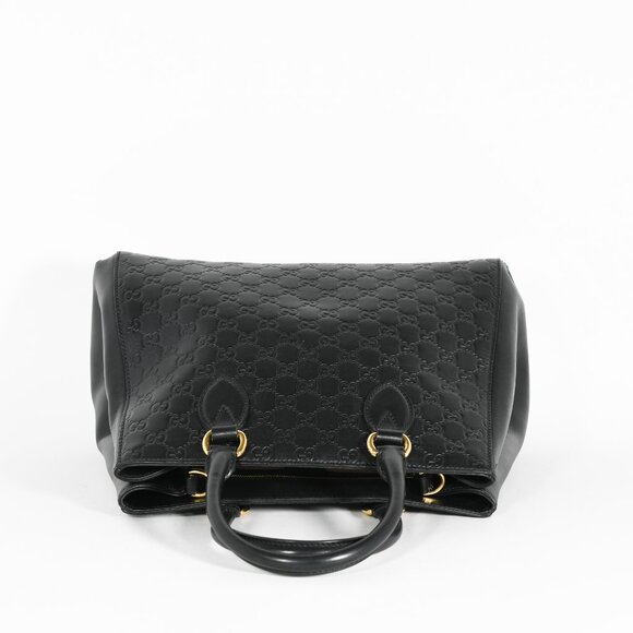 Gucci Soft Guccissima Black Leather Tote Bag Gold Hardware Top Handle Bag - Picture 7 of 12